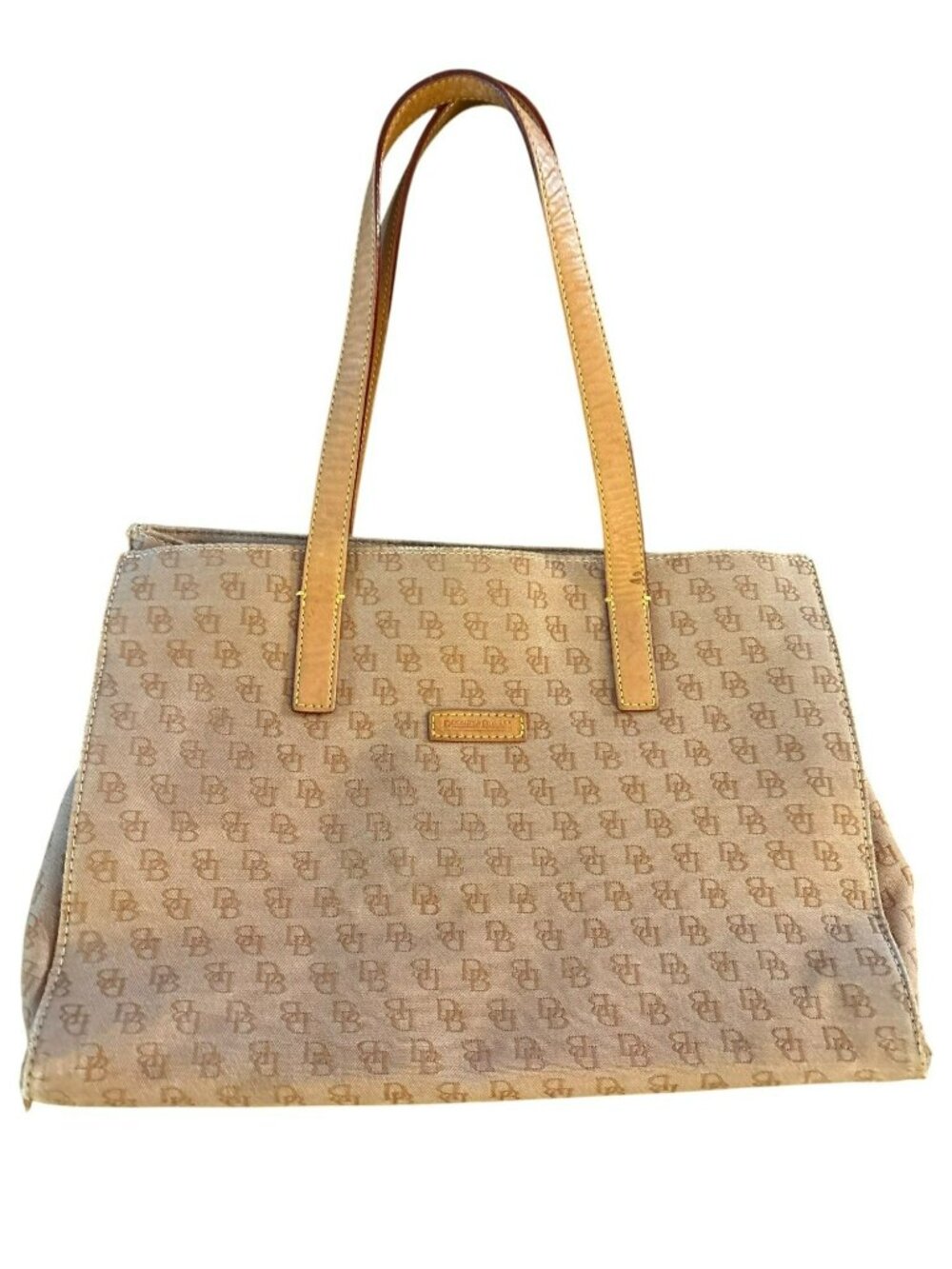 Vintage Dooney & Bourke East West Signature Canvas Monogram Tote Bag Purse